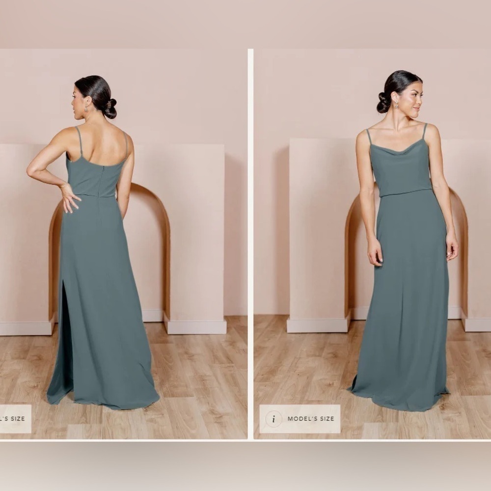 Revelry Skye Chiffon Eucalyptus Drape Chest Bridesmaid Formal Maxi Dress Size 2